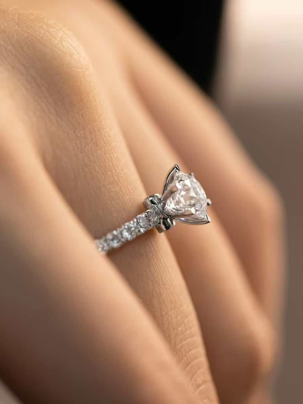 Pave Band Diamond Engagement Ring