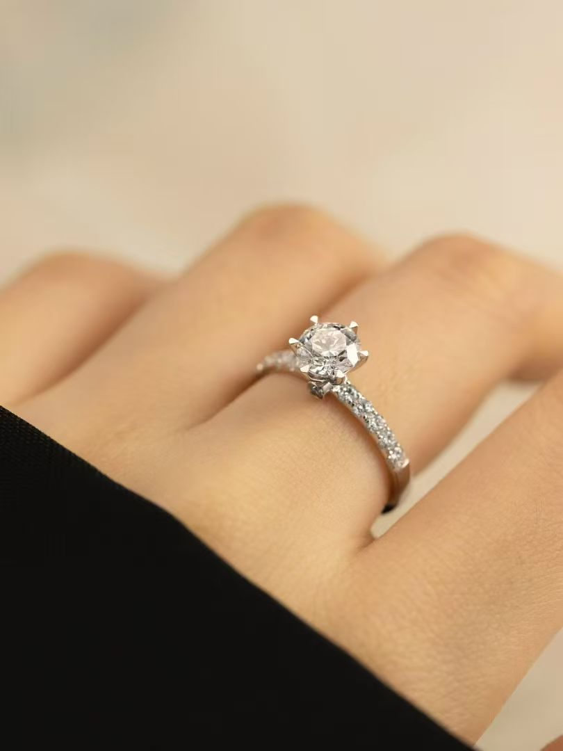 Pave Band Diamond Engagement Ring