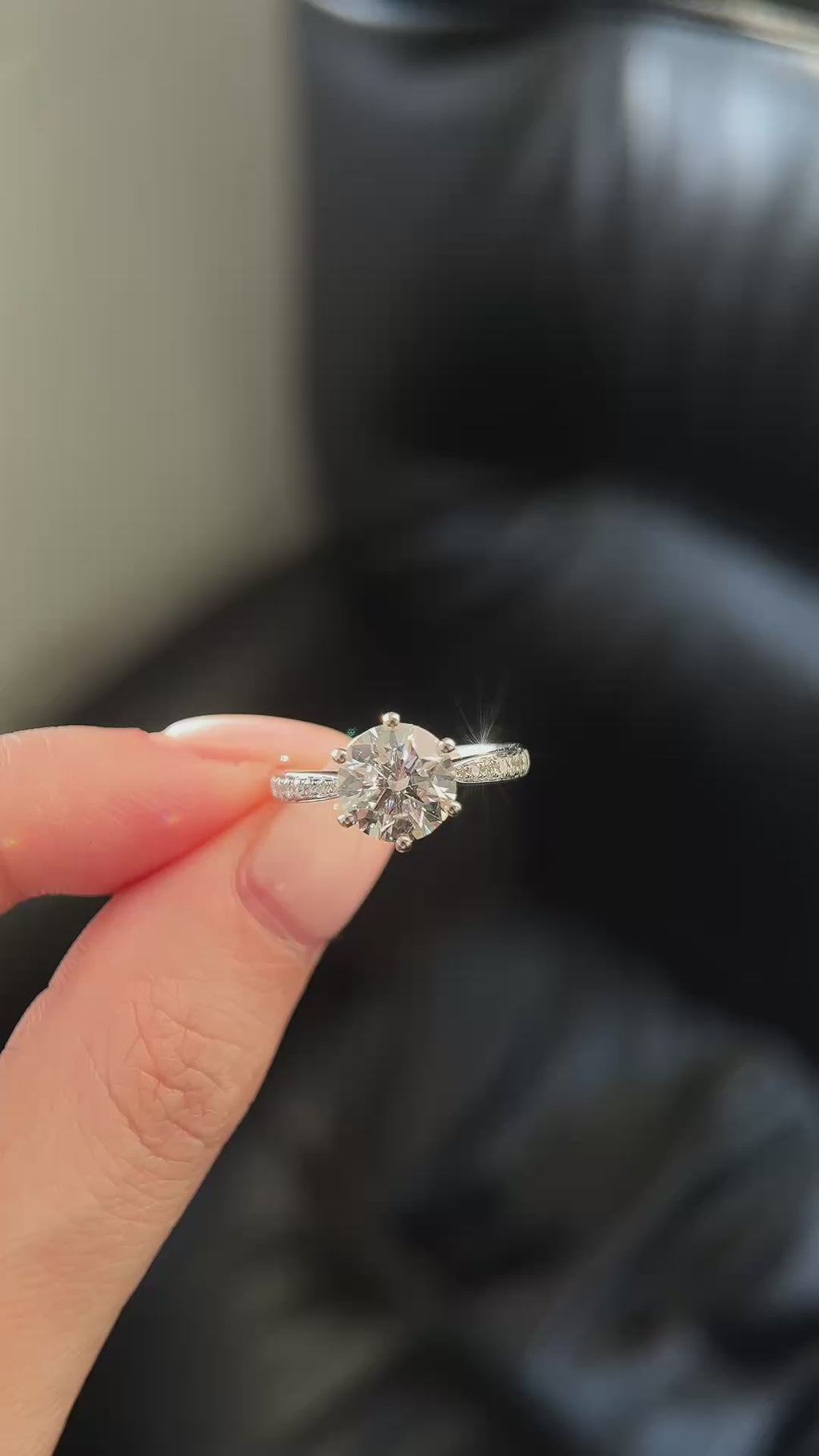 Pave Band Diamond Engagement Ring